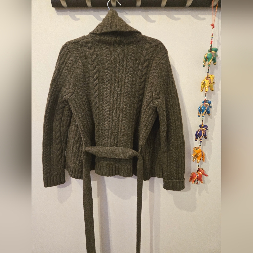 Ralph Lauren Olive Cable Knit Cardigan - Picture 3 of 7